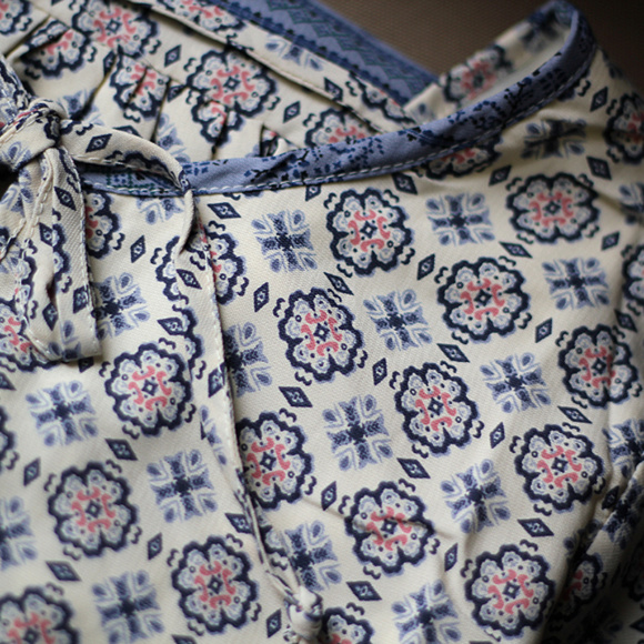 Boho Dropwaist Tile Print Shift Dress S - Picture 3 of 5